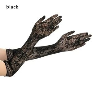 Elegant Lace Elbow Gloves 1920 Fashion Opera Length Tea Party Black Gloves